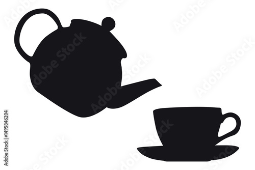 Vector art of Teapot pouring tea into a cup isolated on transparent background