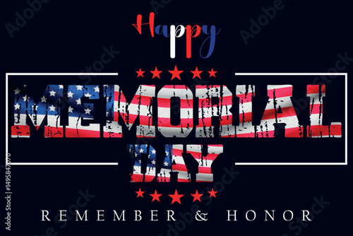 Memorial Day tribute with USA flag and patriotic lettering
