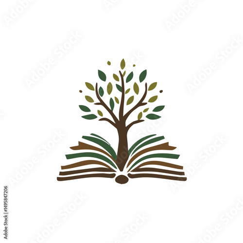 open book with tree vector illustration, company logo