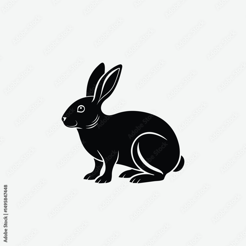 Fototapeta premium Rabbit Vector Silhouette – High-Quality Bunny Outline for Designers & Crafters