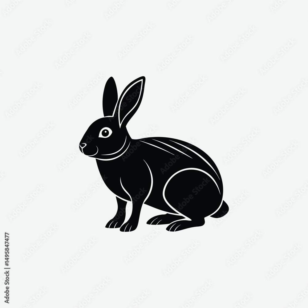 Obraz premium Rabbit Vector Silhouette – High-Quality Bunny Outline for Designers & Crafters