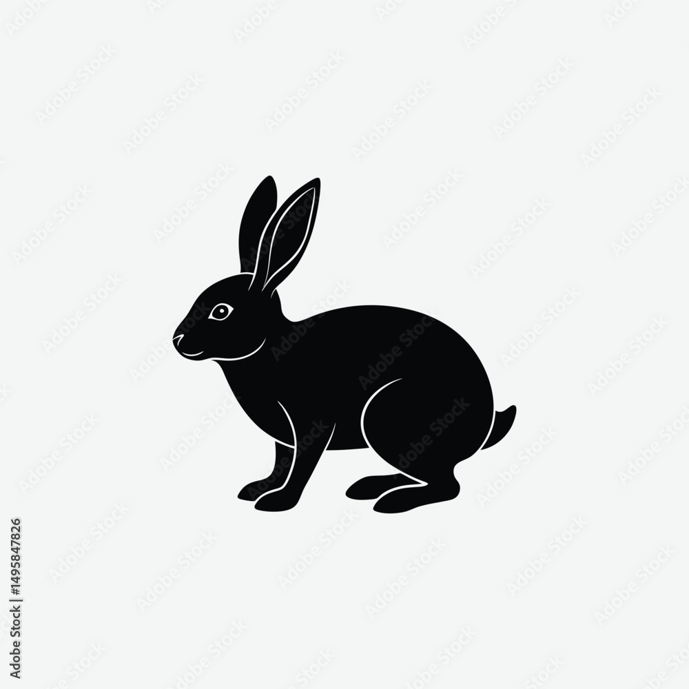 Fototapeta premium Rabbit Vector Silhouette – High-Quality Bunny Outline for Designers & Crafters