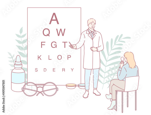 A skilled doctor conducts a thorough eye exam with a patient, showcasing various vision testing equipment and tools