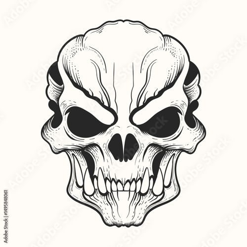 Fotografie Klingon skull black and white  design