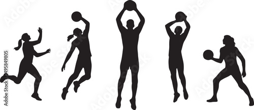 Silhouette Collection of Female and Male Basketball Players