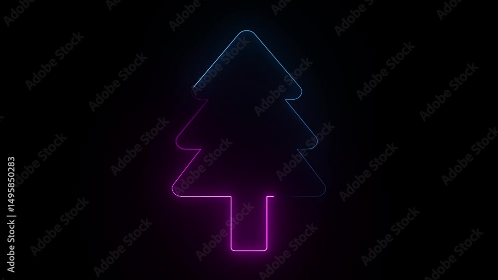 Futuristic Neon Glowing Pine Tree Outline on Dark Background Representing Nature, Environment on a background. Futuristic Neon Glowing Pine Tree Outline on Dark Background Representing Nature, Environment on a background.