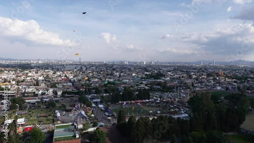 Aerial View of the Kite Contest Over Pueblas Ancient Heart