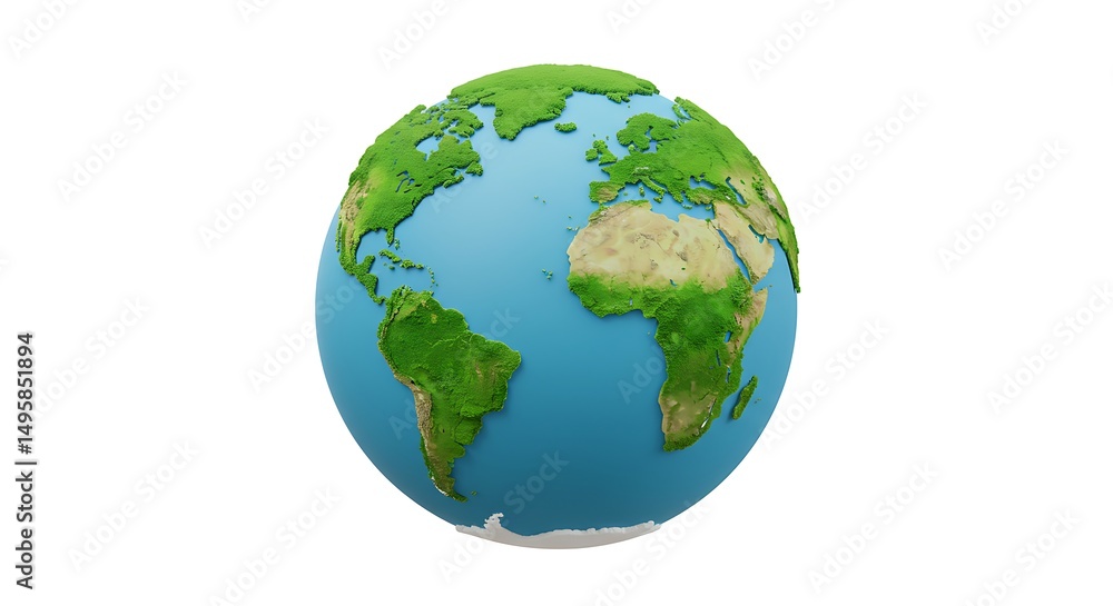 Fototapeta premium Earth Globe Showing Continents and Oceans