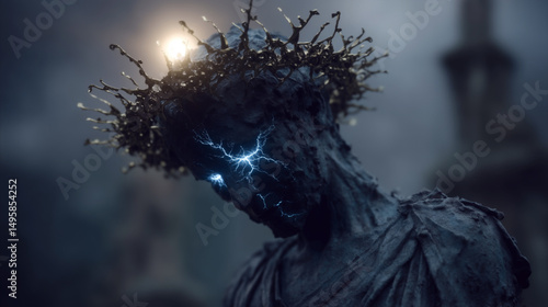 generative art. A character in the technology of the future. fragmentary, disruptive delays in the perception of the cyber mage of the digital shaman