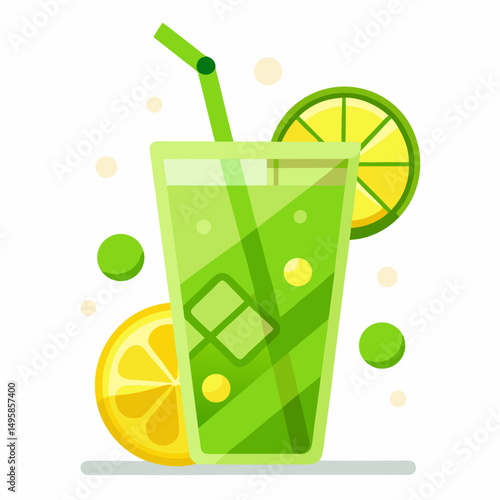 Green cocktail with straw