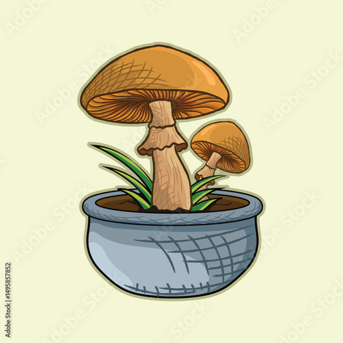 Mushroom hand drawing vintage design illustration