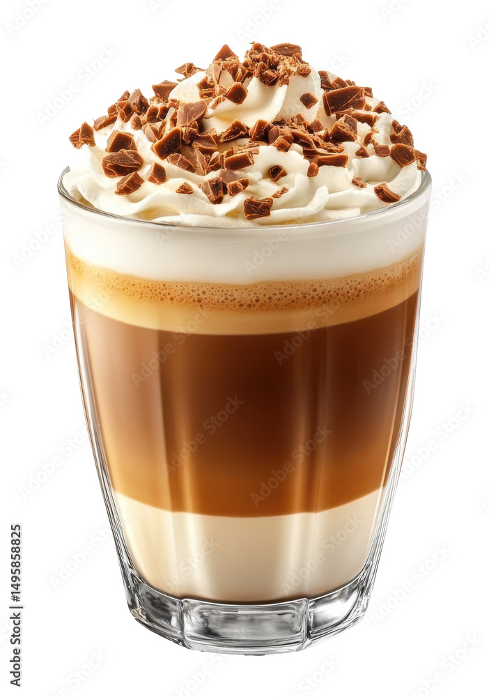 Latte with Whipped Cream and Chocolate Shavings PNG Image Latte with Whipped Cream and Chocolate Shavings PNG Image