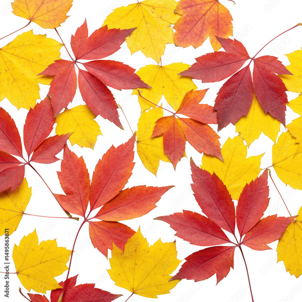 Autumn red and yellow maple leaves isolated on transparent background Autumn red and yellow maple leaves isolated on transparent background