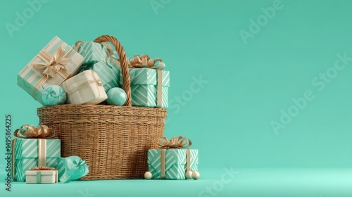 Gift basket overflowing with presents