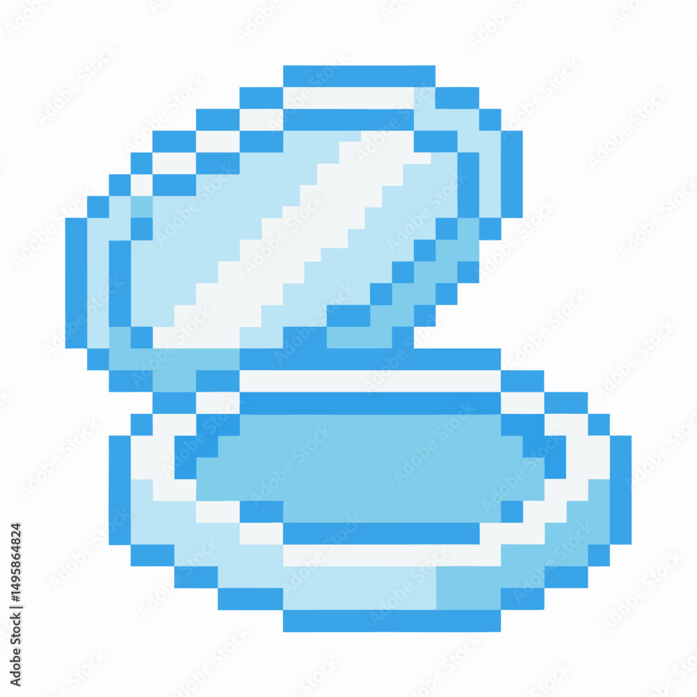 pixel art blue open compact mirror retro digital illustration pixel art blue open compact mirror retro digital illustration