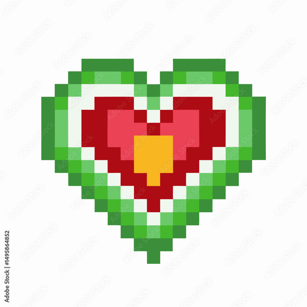 Obraz premium Pixelated heart design vibrant love symbol in retro gaming
