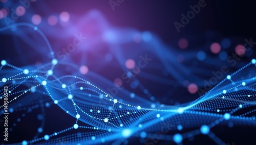 Abstract technology background with network connection and digital data visualization