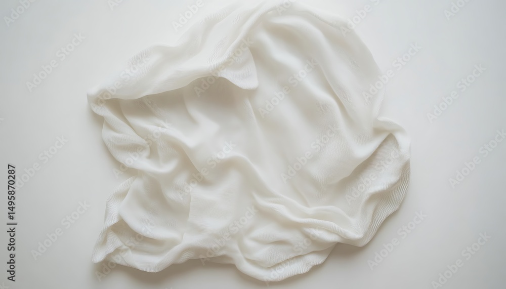 Obraz premium High-quality white cloth banner mockup with natural fiber texture on white