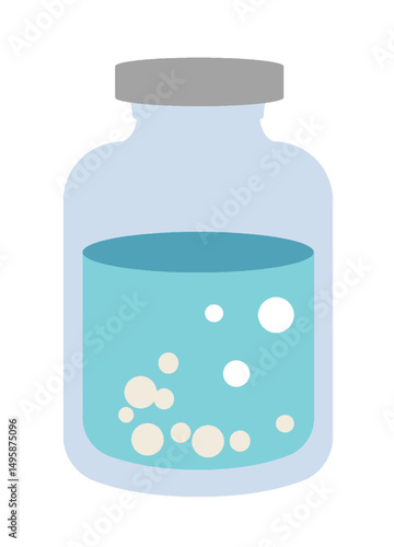 Drug and Drug Interaction precipitation Vector Illustration. Drug interaction two drugs mixed in a vial and precipitated drug particles vector.