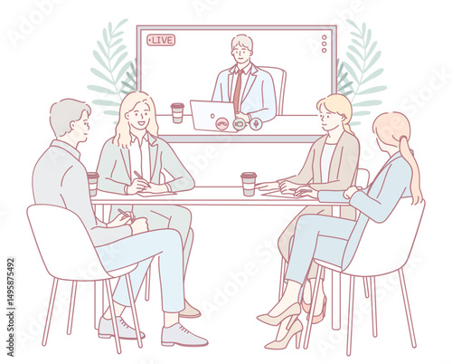 A contemporary virtual meeting, where professionals are actively joining the discussion through a video call