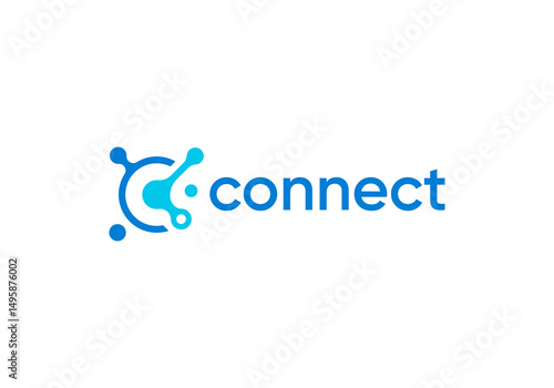 molecule connection technology logo vector design concept	
