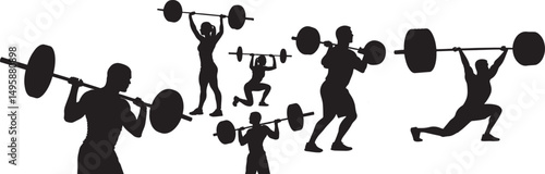 Weightlifting Silhouette Set – Fitness, Gym, Strength, Workout, Exercise