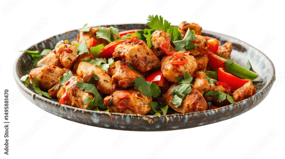 Deliciously Spiced Chicken Wings with Colorful Peppers and Fresh Herbs on a Plate Deliciously Spiced Chicken Wings with Colorful Peppers and Fresh Herbs on a Plate