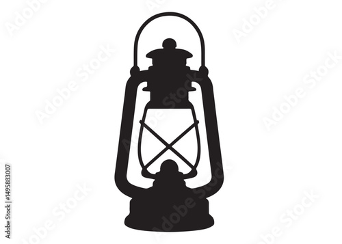 Silhouette of a Lantern logo silhouette vector,  hurricane lamp logo icon silhouette design, Silhouette old unique lantern, ramadan lantern vector silhouette  vector style isolated on white background