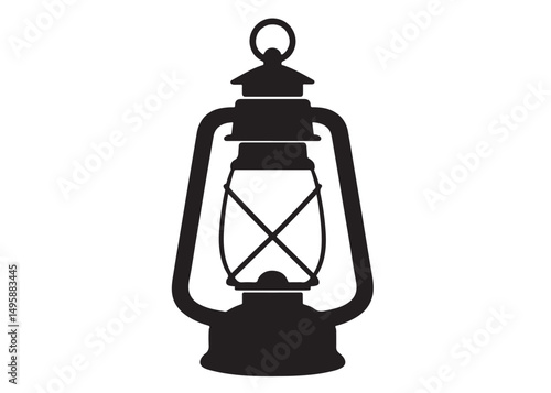 Silhouette of a Lantern logo silhouette vector,  hurricane lamp logo icon silhouette design, Silhouette old unique lantern, ramadan lantern vector silhouette  vector style isolated on white background