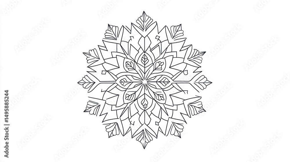 Delicate snowflake design in black on a white background Delicate snowflake design in black on a white background