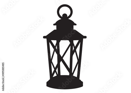 Silhouette of a Lantern logo silhouette vector,  hurricane lamp logo icon silhouette design, Silhouette old unique lantern, ramadan lantern vector silhouette  vector style isolated on white background
