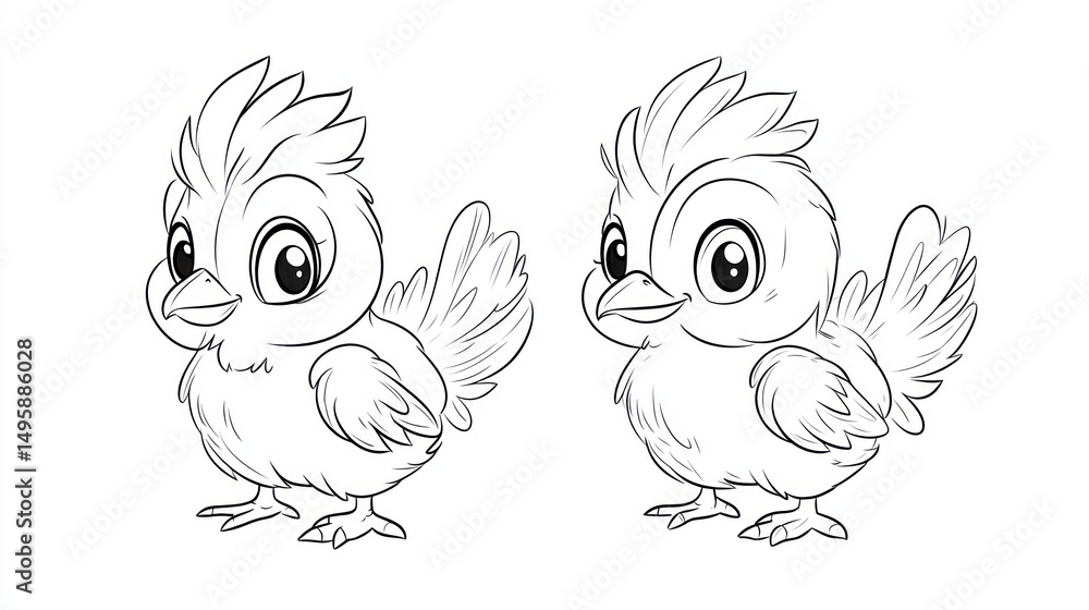 Fototapeta premium Cute Chick Drawings - Side-by-Side