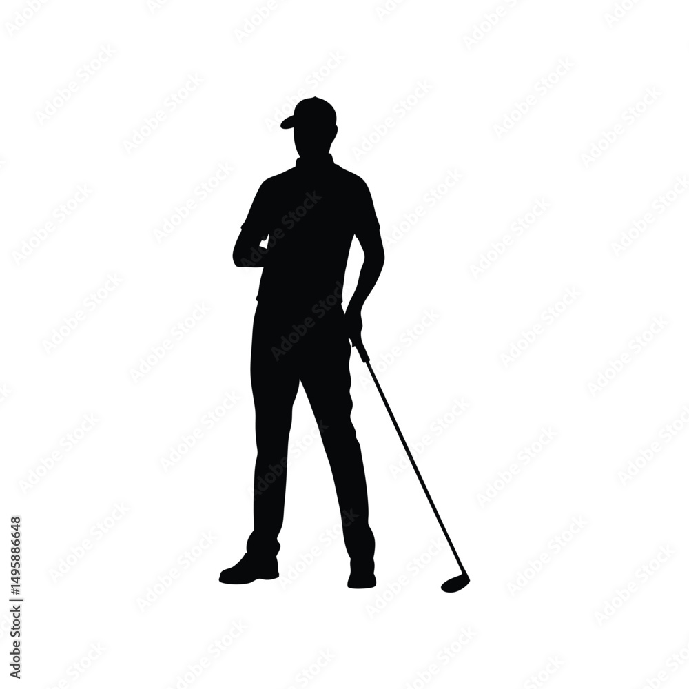 Golf Player Silhouette Vector Illustration of Golfer Ready to Swing Golf Player Silhouette Vector Illustration of Golfer Ready to Swing