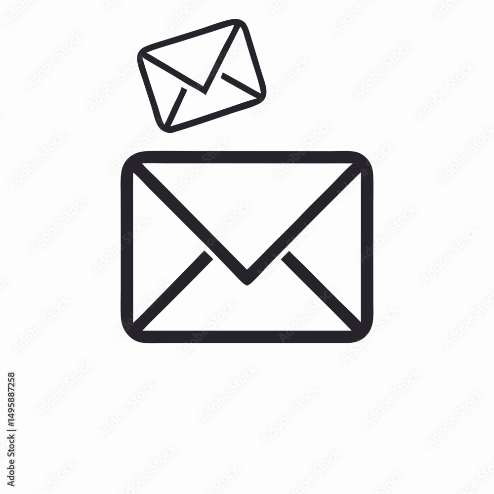 Incoming Email Icon: Two Envelopes, Modern Design Incoming Email Icon: Two Envelopes, Modern Design