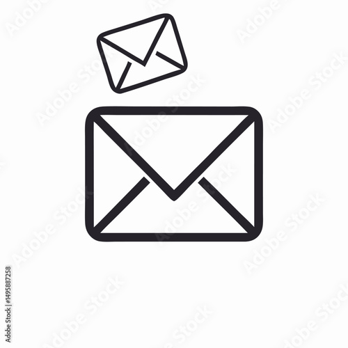 Incoming Email Icon: Two Envelopes, Modern Design