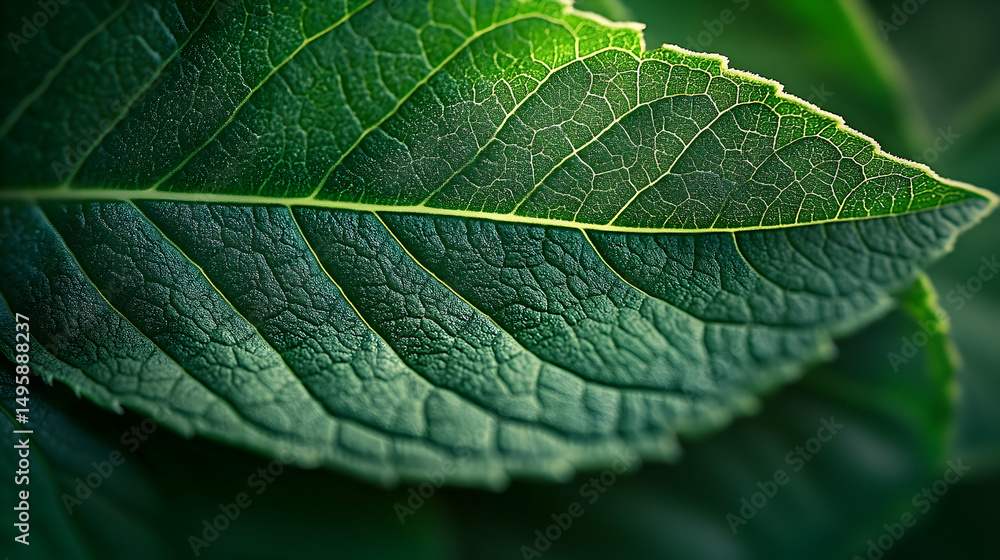 Fototapeta premium Close-up view of a leaf's intricate veins.