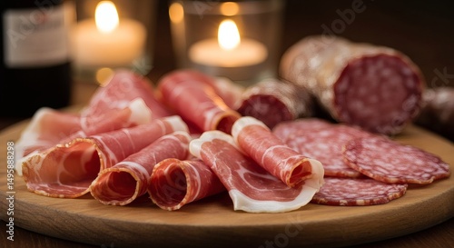 Serving of Delicious Cold Cuts with Salami and Cured Ham