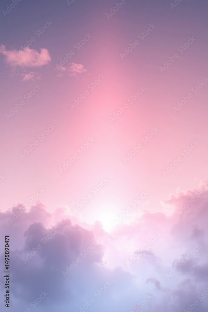 Obraz premium Ethereal cloudscape with radiant sunlight creating a heavenly atmosphere serene peaceful dreamlike background warm glow soft pastel colors fluffy clouds celestial