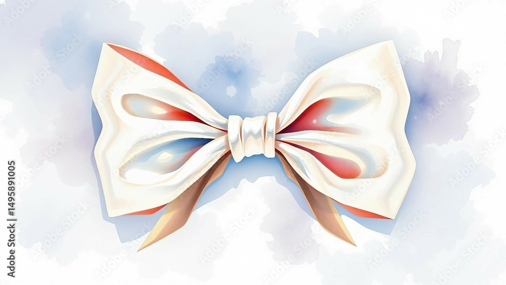 Stilvolle weiße Schleife mit weichem Faltenwurf auf hellem Hintergrund im Aquarellstil – dezent, edel und universell einsetzbar. Stilvolle weiße Schleife mit weichem Faltenwurf auf hellem Hintergrund im Aquarellstil – dezent, edel und universell einsetzbar.
