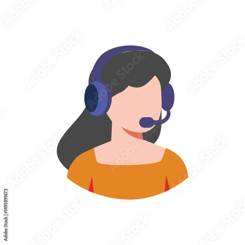 podcast female character icon in flat art style