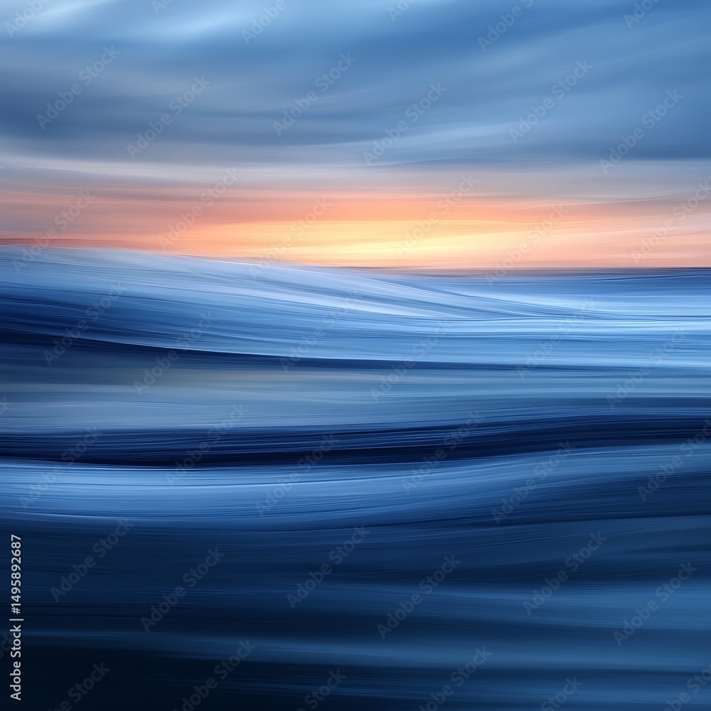 Abstract long exposure of ocean waves capturing dramatic sunset colors high resolution photo Abstract long exposure of ocean waves capturing dramatic sunset colors high resolution photo