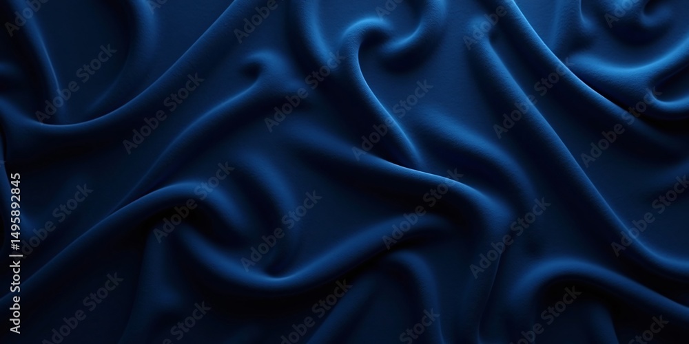 Obraz premium Deep Dark Blue Silk Satin Draped Texture Background