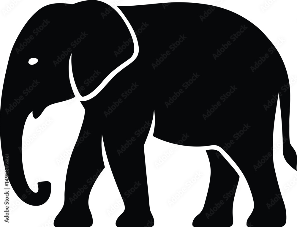 Fototapeta premium Minimal elephant silhouette for educational themes, Strong elephant graphic for wildlife decor