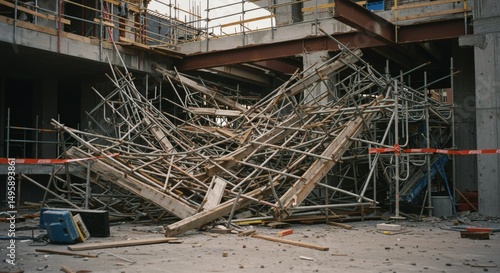 Collapsed Scaffolding Structure at Construction Site Reveals Building Risks
