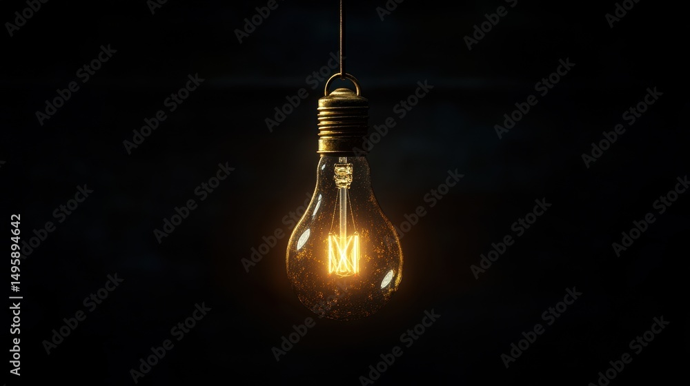Elegant Retro Light Bulb Illuminating a Dark Space with Vintage Style Glow Elegant Retro Light Bulb Illuminating a Dark Space with Vintage Style Glow