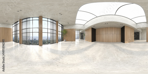 360 panorana of empty Modern style reception interior room 3D rendering