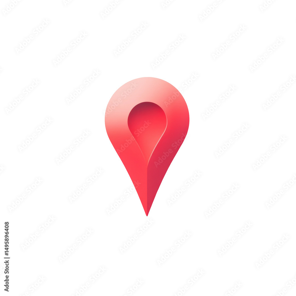 Fototapeta premium Red Location Pin Icon on a Transparent Background for Navigation and Mapping Applications
