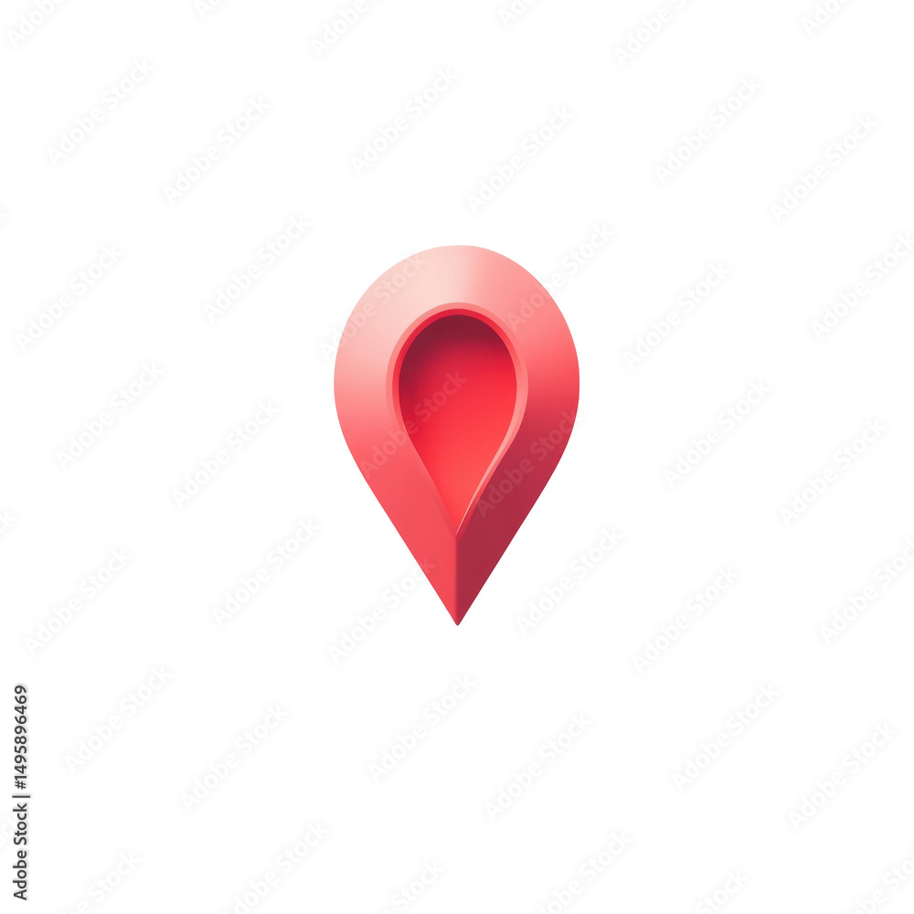 Fototapeta premium Red location pin icon representing navigation and mapping services in a modern digital setting on transparent background