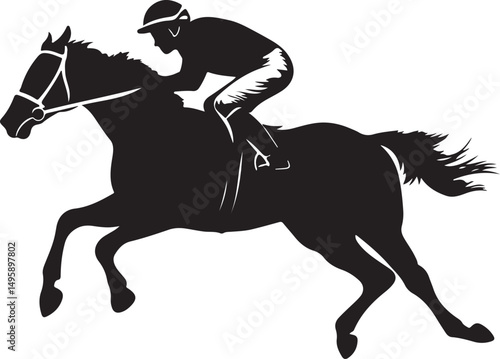 Horse Race Equestrian Silhouette Vector Illustration on Transparent Background