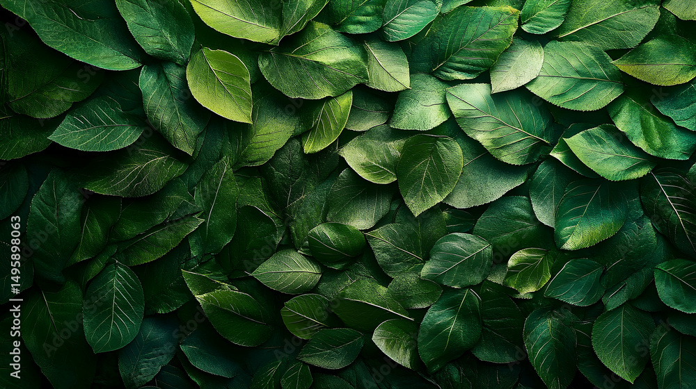 Obraz premium Close-up view of many various shades of green leaves.